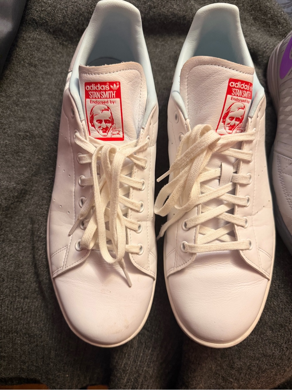 adidas Stan Smith Women's White Sneakers with Red Tongue Label